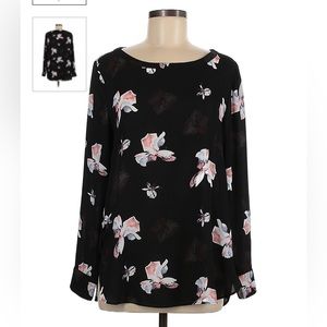 Banana Republic Black and Pink Floral Top